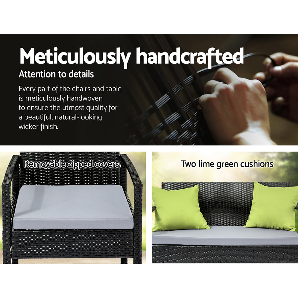Outdoor Chairs: Gardeon Outdoor Sofa Set Wicker Lounge Setting Table and Chairs Patio Furniture