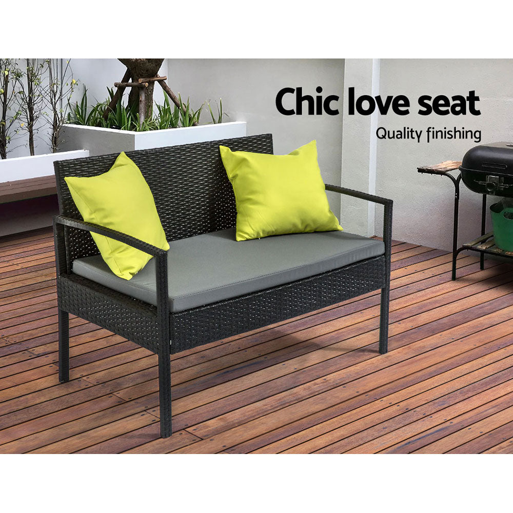 Outdoor Sofas & Lounge Sets: Gardeon Outdoor Sofa Set Wicker Lounge Setting Table and Chairs Storage Cover