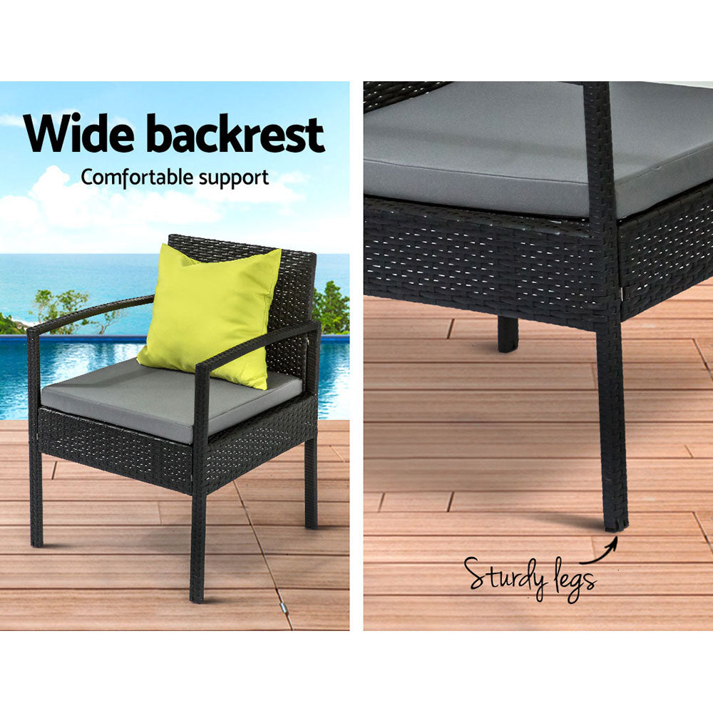 Outdoor Sofas & Lounge Sets: Gardeon Outdoor Sofa Set Wicker Lounge Setting Table and Chairs Storage Cover