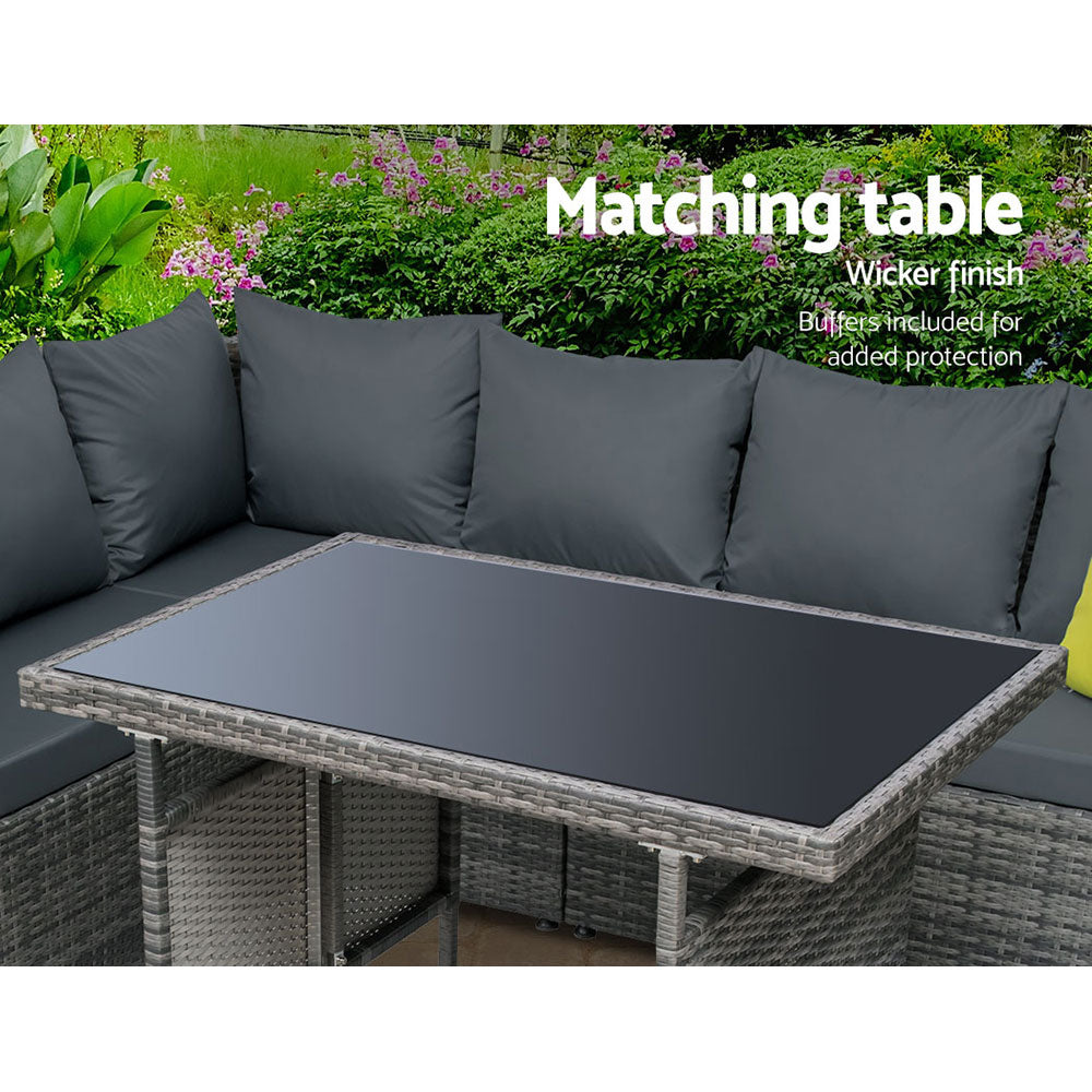 Outdoor Chairs: Gardeon Outdoor Dining Set Aluminum Table Chairs Wicker Setting Grey