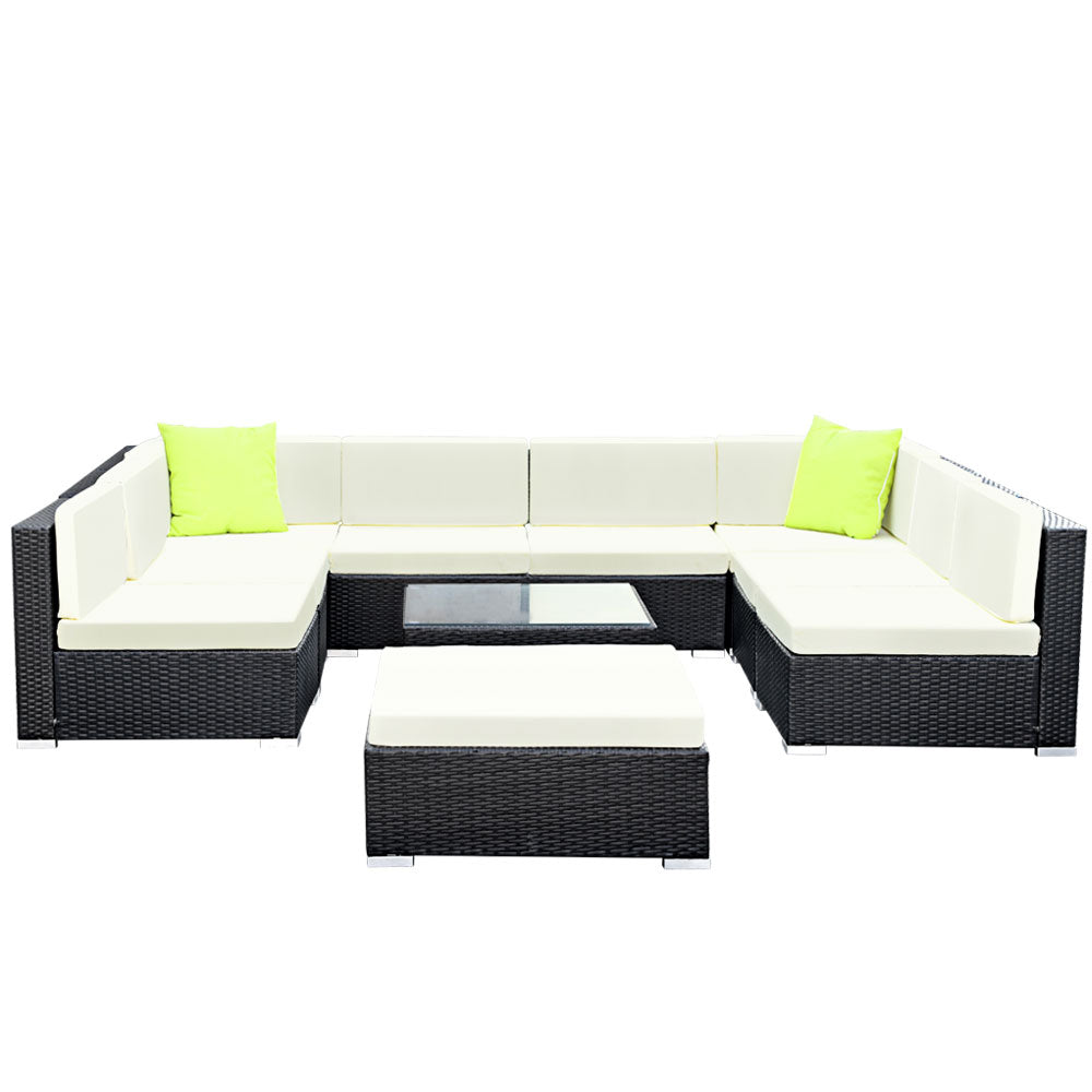 Outdoor Sofas & Lounge Sets: Gardeon 10-Piece Outdoor Sofa Set Wicker Couch Lounge Setting 9 Seater