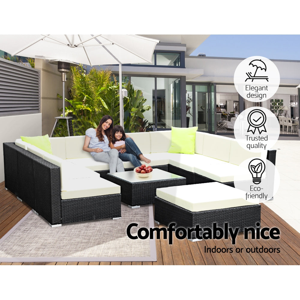 Outdoor Sofas & Lounge Sets: Gardeon 10-Piece Outdoor Sofa Set Wicker Couch Lounge Setting 9 Seater