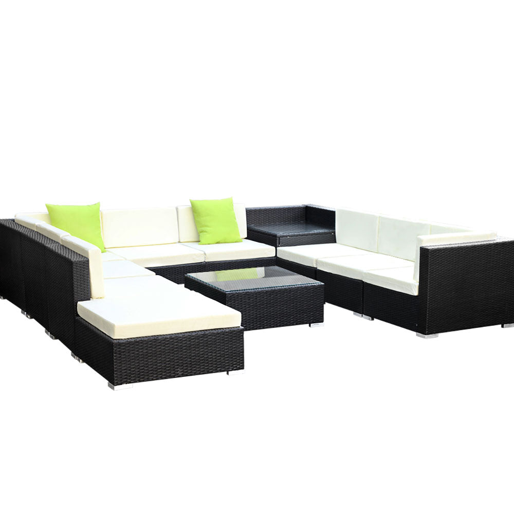 Arm Chairs & Recliners: Gardeon 11PC Sofa Set with Storage Cover Outdoor Furniture Wicker