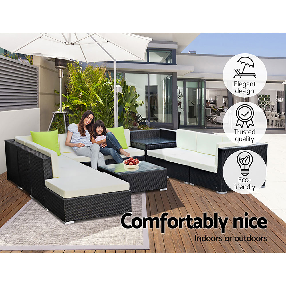 Arm Chairs & Recliners: Gardeon 11PC Sofa Set with Storage Cover Outdoor Furniture Wicker