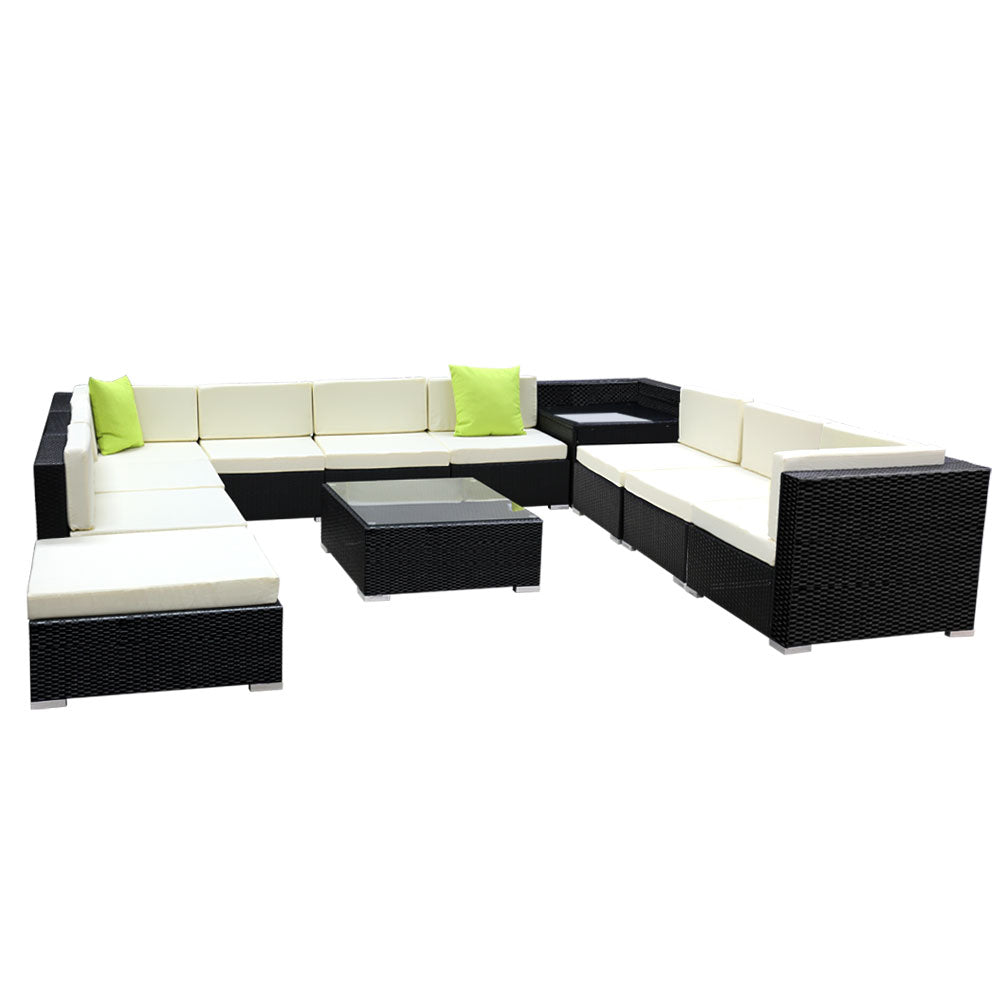 Outdoor Chairs: Gardeon 12PC Sofa Set with Storage Cover Outdoor Furniture Wicker