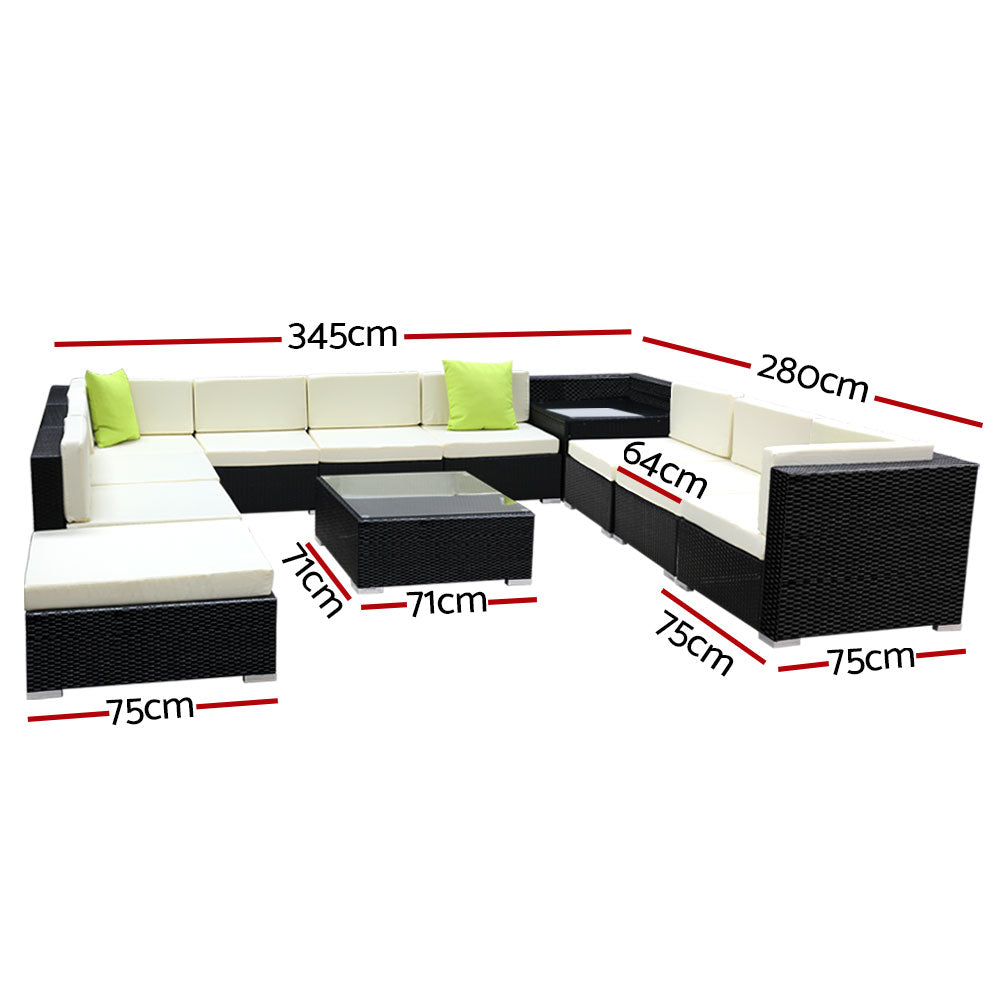 Outdoor Chairs: Gardeon 12PC Sofa Set with Storage Cover Outdoor Furniture Wicker