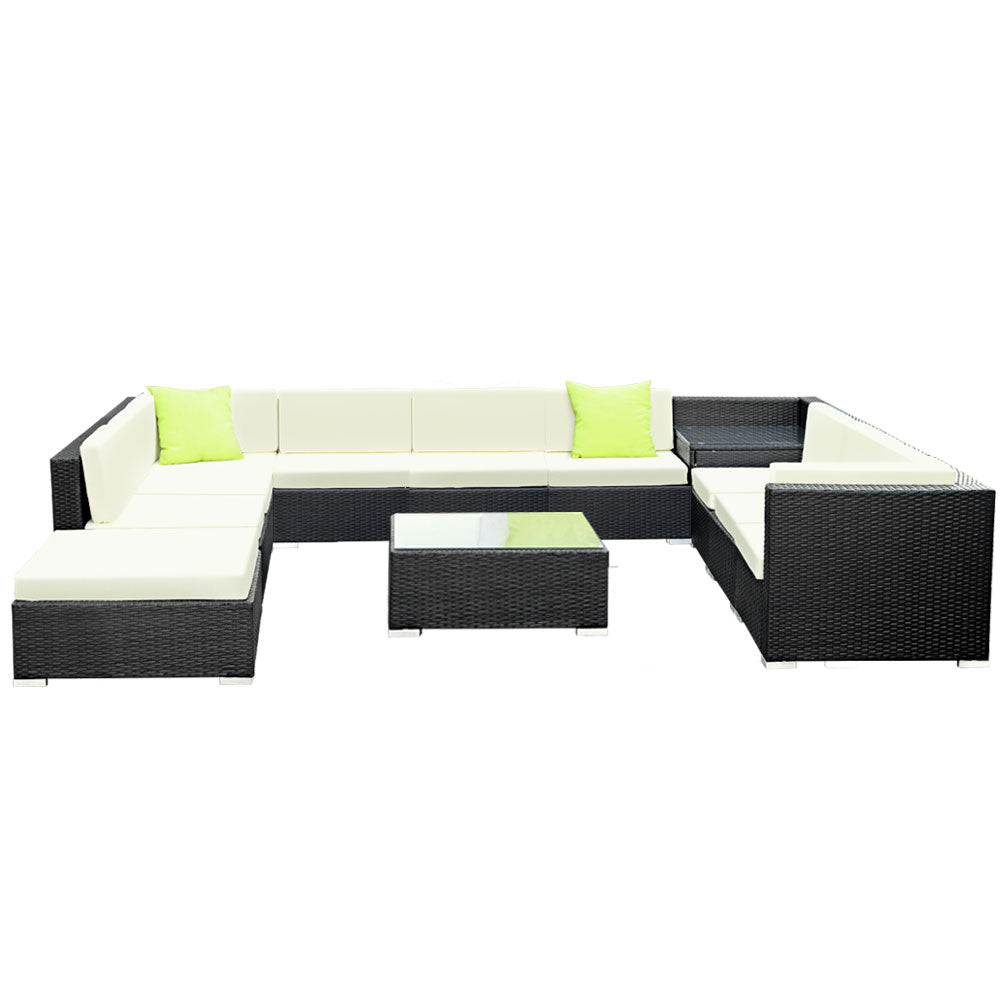 Outdoor Chairs: Gardeon 12PC Sofa Set with Storage Cover Outdoor Furniture Wicker