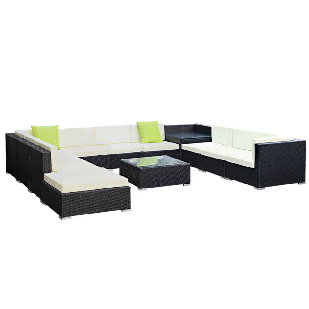 Outdoor Chairs: Gardeon 12PC Sofa Set with Storage Cover Outdoor Furniture Wicker
