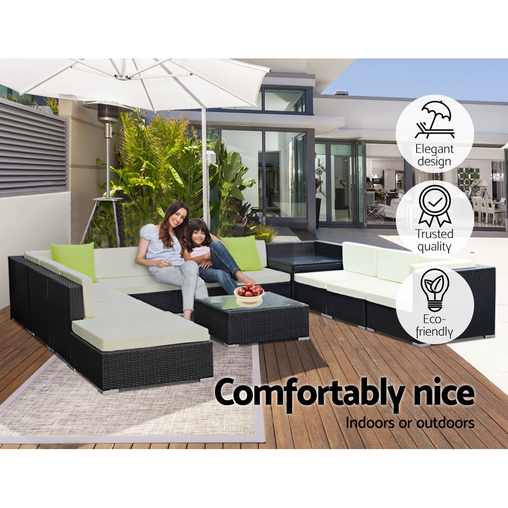 Outdoor Chairs: Gardeon 12PC Sofa Set with Storage Cover Outdoor Furniture Wicker