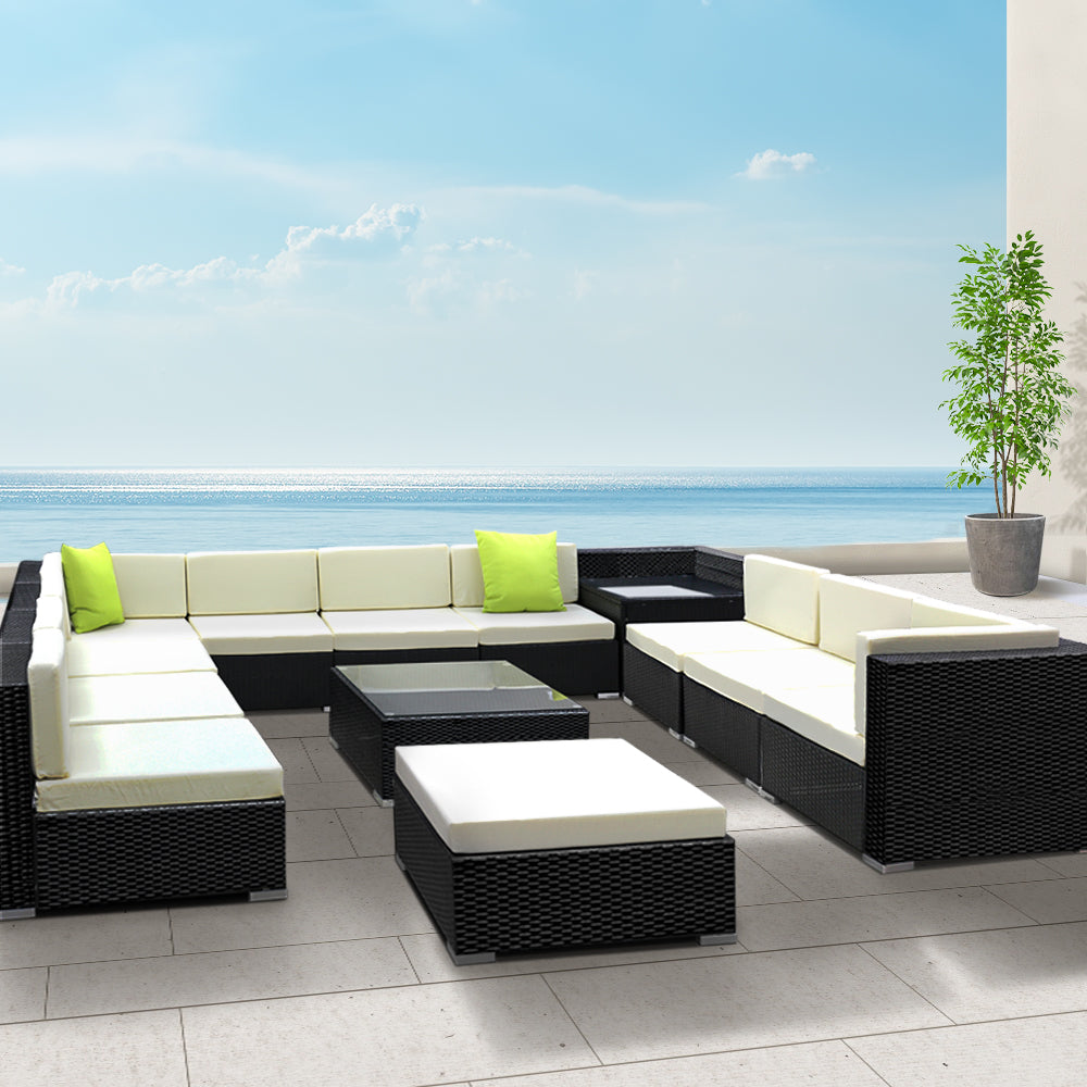 Arm Chairs & Recliners: Gardeon 13-Piece Outdoor Sofa Set Wicker Couch Lounge Setting 11 Seater