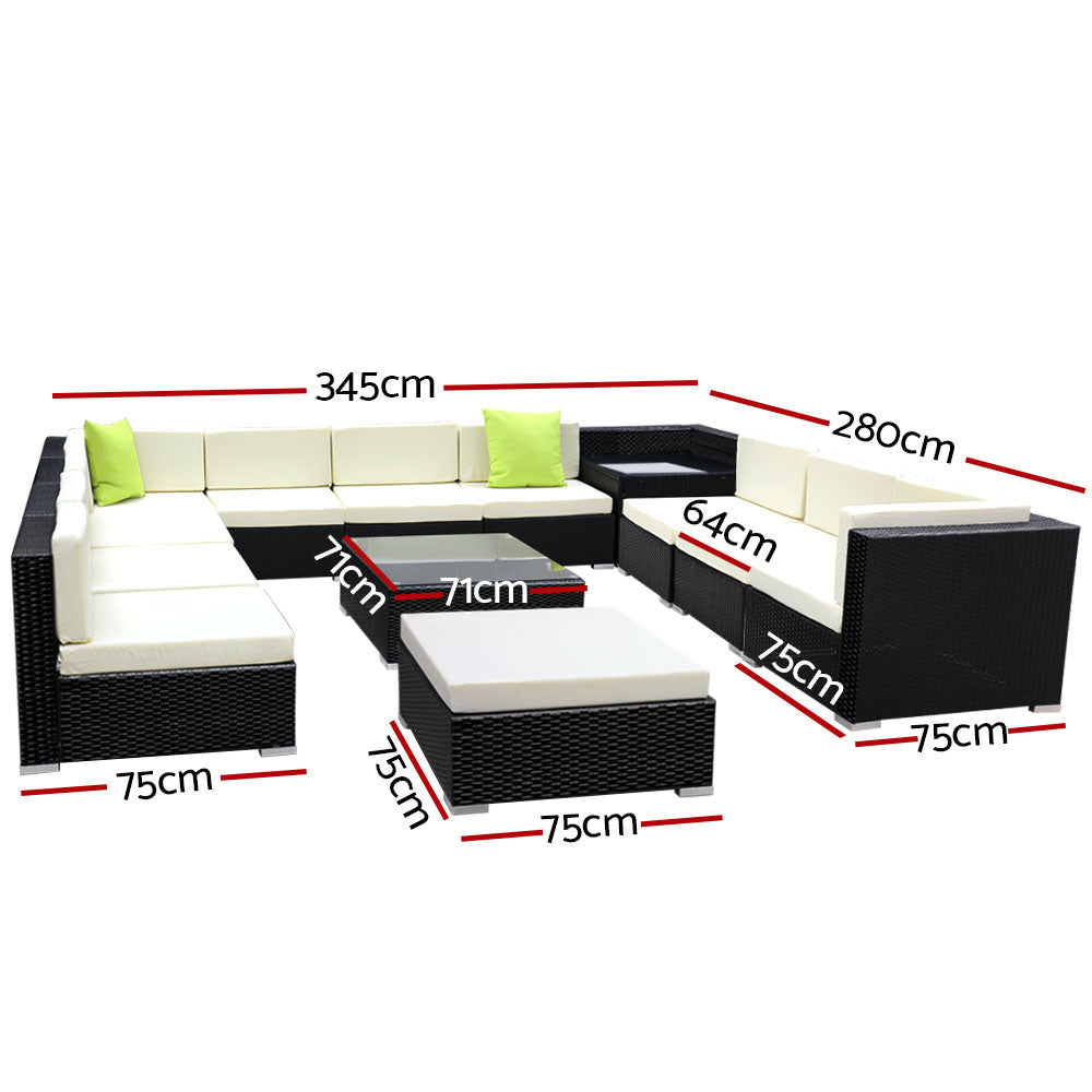 Arm Chairs & Recliners: Gardeon 13-Piece Outdoor Sofa Set Wicker Couch Lounge Setting 11 Seater