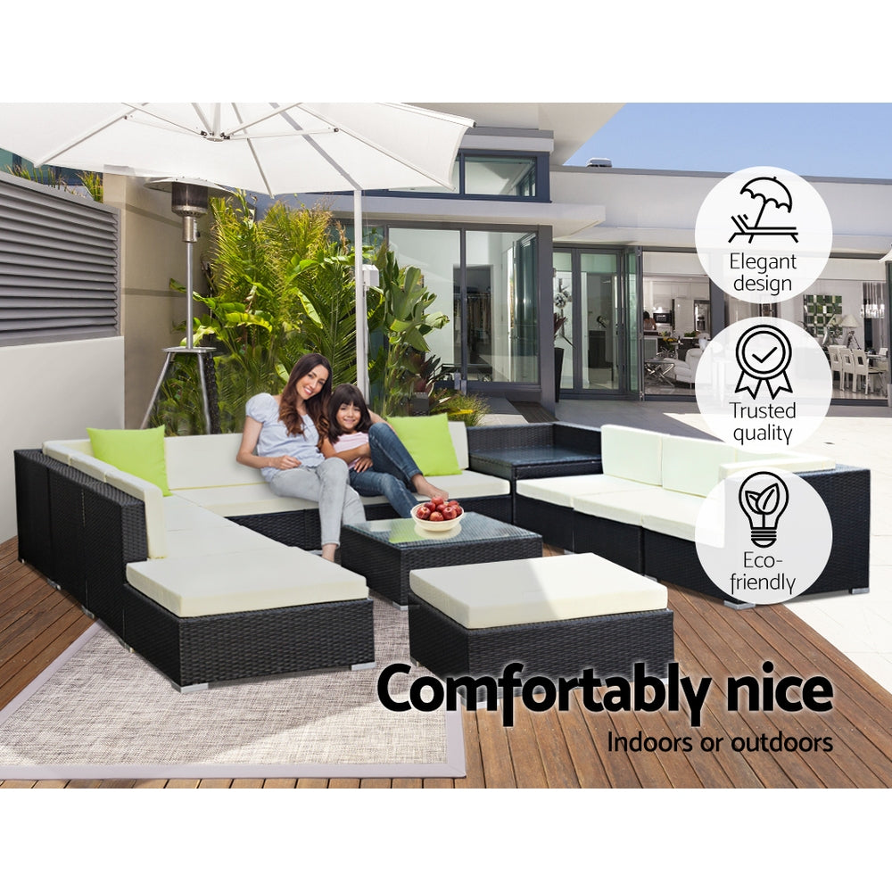 Arm Chairs & Recliners: Gardeon 13-Piece Outdoor Sofa Set Wicker Couch Lounge Setting 11 Seater