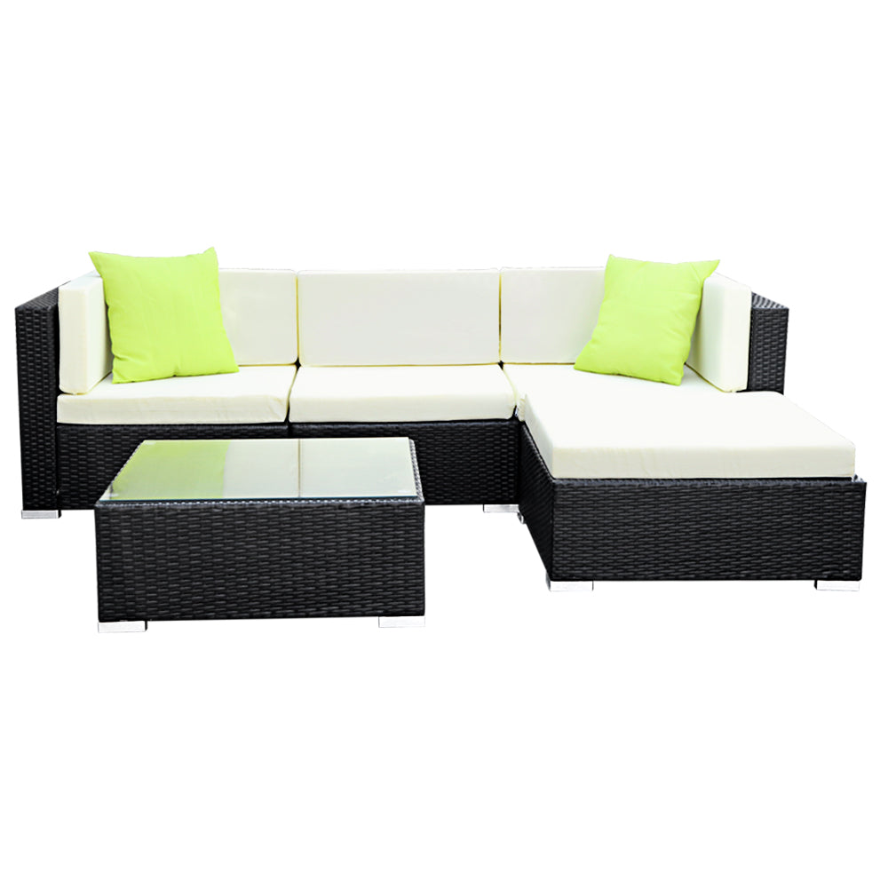 Outdoor Sofas & Lounge Sets: Gardeon 5-Piece Outdoor Sofa Set Wicker Couch Lounge Setting Cover