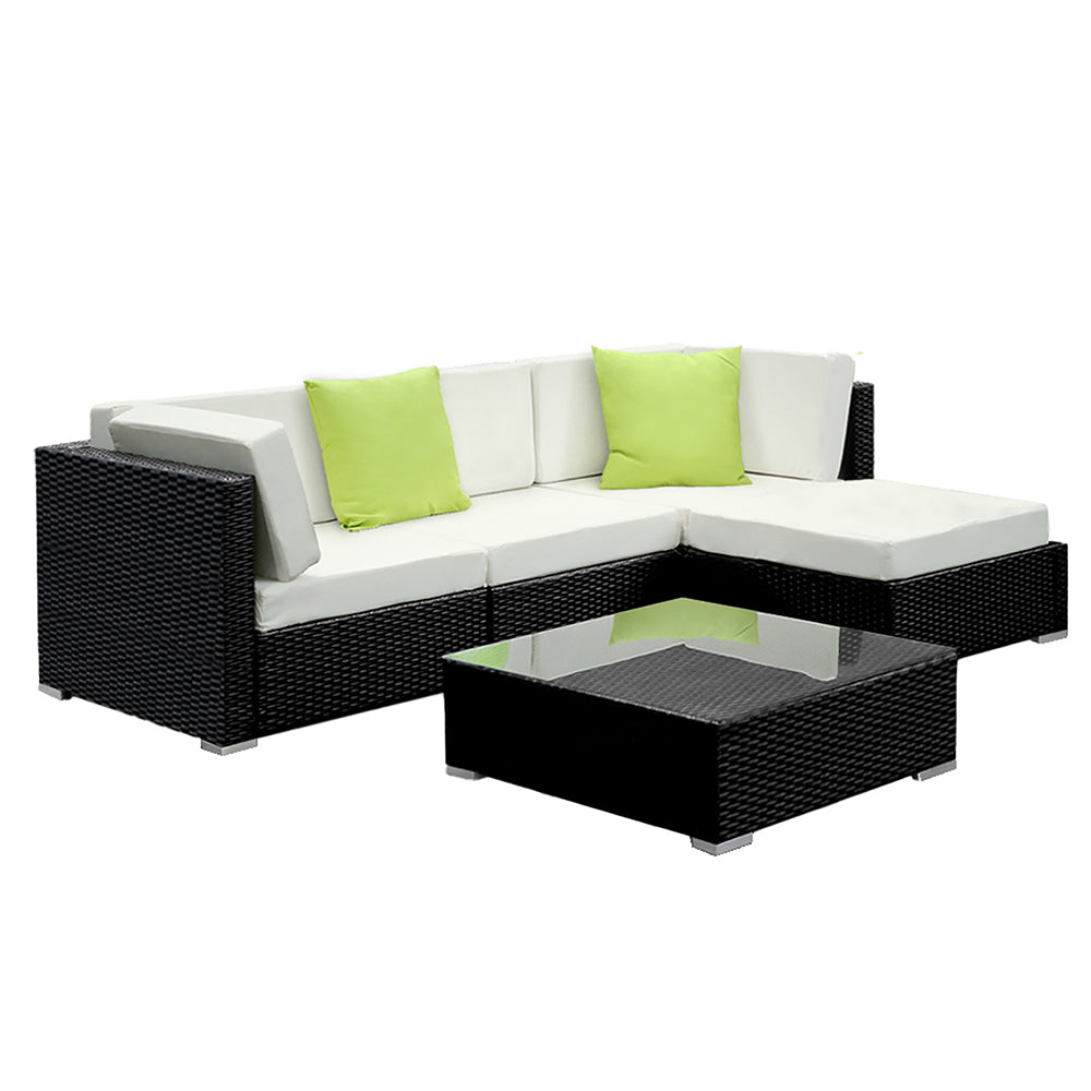 Outdoor Sofas & Lounge Sets: Gardeon 5-Piece Outdoor Sofa Set Wicker Couch Lounge Setting 4 Seater