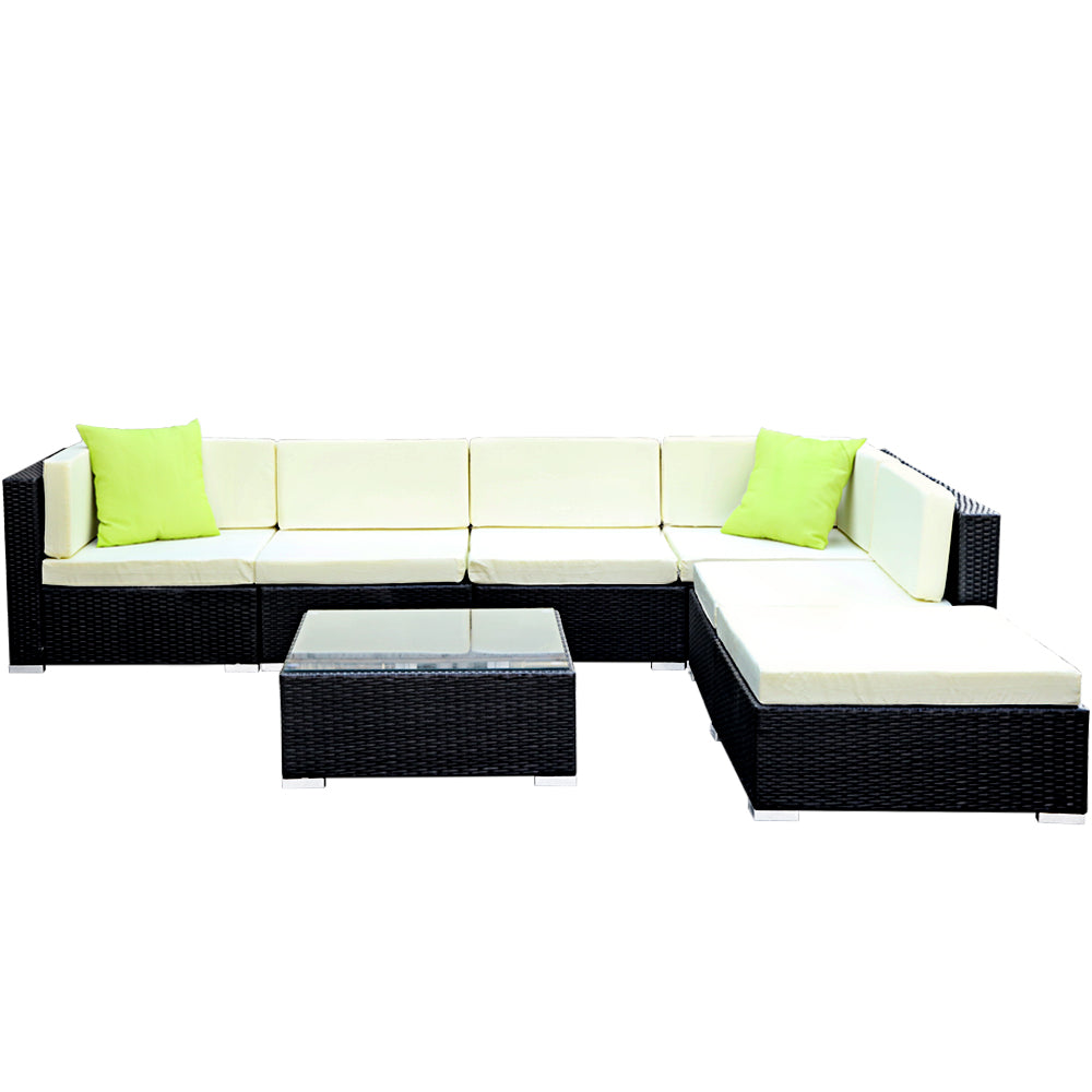 Outdoor Sofas & Lounge Sets: Gardeon 7-Piece Outdoor Sofa Set Wicker Couch Lounge Setting Cover