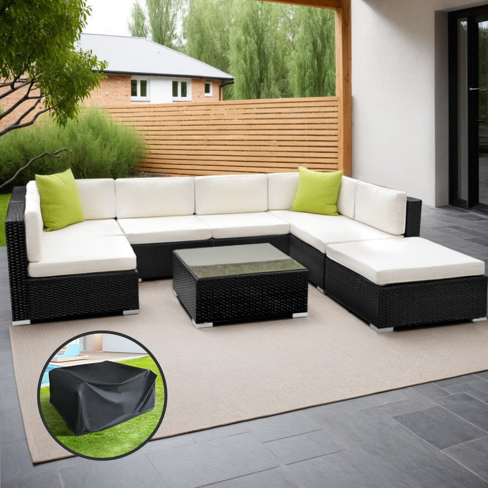 Outdoor Sofas & Lounge Sets: Gardeon 8-Piece Outdoor Sofa Set Wicker Couch Lounge Setting Cover