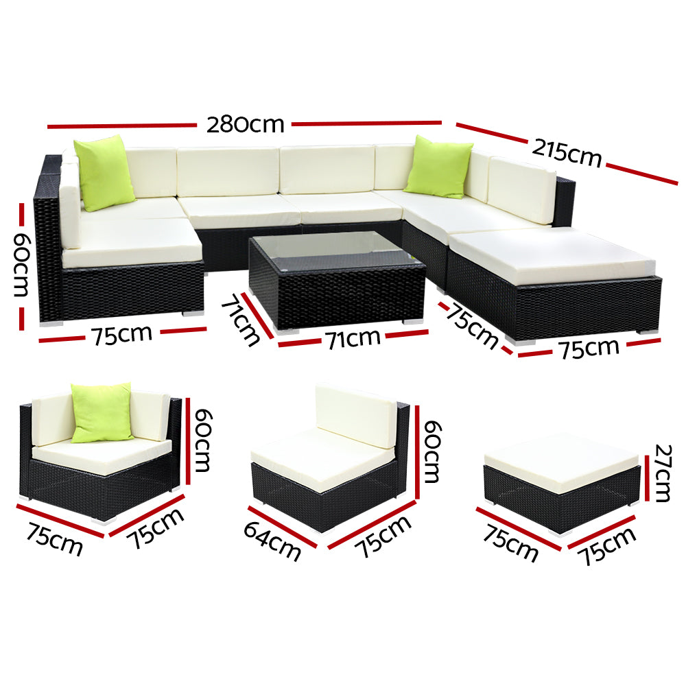 Outdoor Sofas & Lounge Sets: Gardeon 8-Piece Outdoor Sofa Set Wicker Couch Lounge Setting Cover