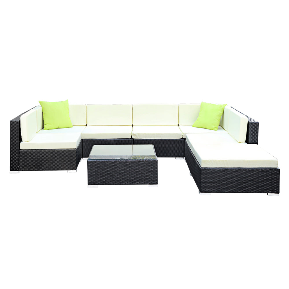 Outdoor Sofas & Lounge Sets: Gardeon 8-Piece Outdoor Sofa Set Wicker Couch Lounge Setting Cover