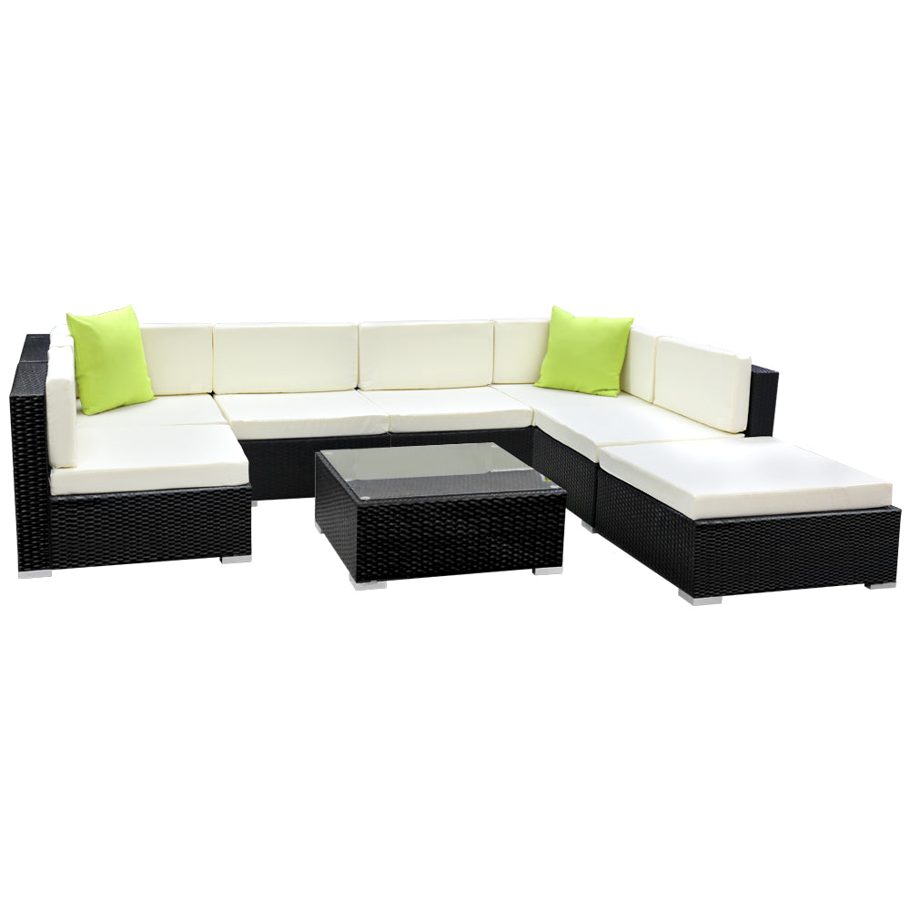 Outdoor Sofas & Lounge Sets: Gardeon 8-Piece Outdoor Sofa Set Wicker Couch Lounge Setting Cover