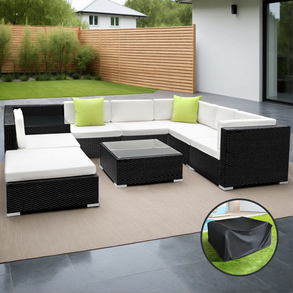 Outdoor Sofas & Lounge Sets: Gardeon 9-Piece Outdoor Sofa Set Wicker Couch Lounge Setting Cover