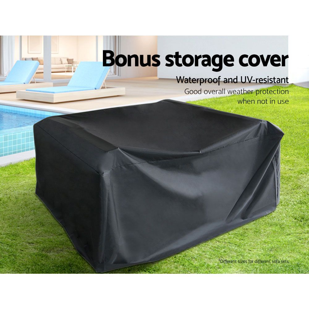 Outdoor Sofas & Lounge Sets: Gardeon 9-Piece Outdoor Sofa Set Wicker Couch Lounge Setting Cover