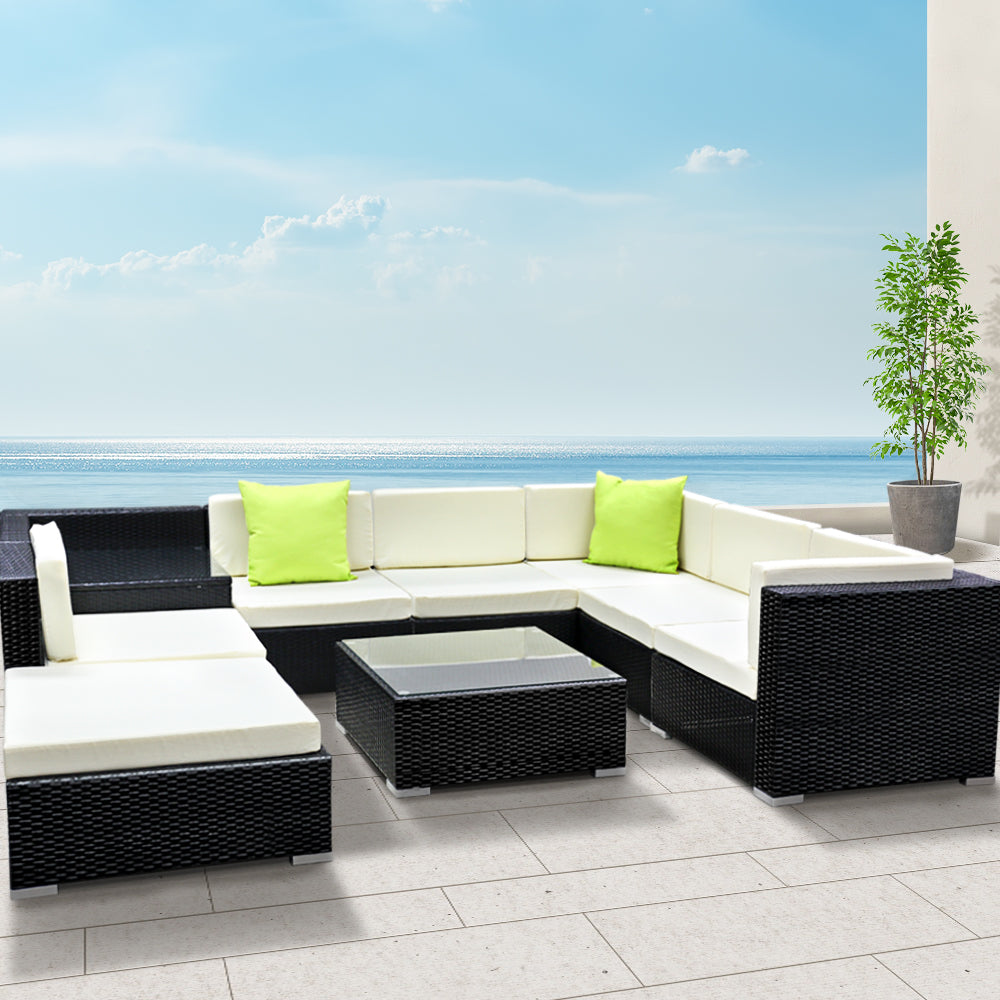 Outdoor Sofas & Lounge Sets: Gardeon 9-Piece Outdoor Sofa Set Wicker Couch Lounge Setting 7 Seater