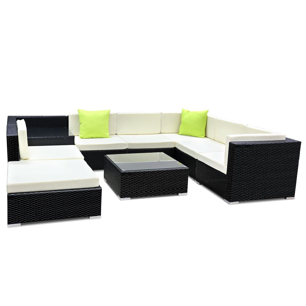 Outdoor Sofas & Lounge Sets: Gardeon 9-Piece Outdoor Sofa Set Wicker Couch Lounge Setting 7 Seater