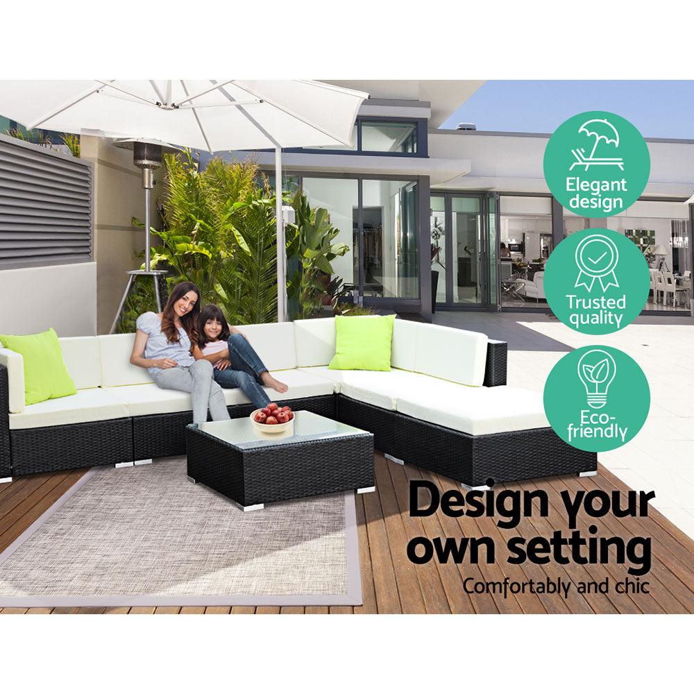 Outdoor Chairs: 2PC Gardeon Outdoor Furniture Sofa Set Wicker Rattan Garden Lounge Chair Setting