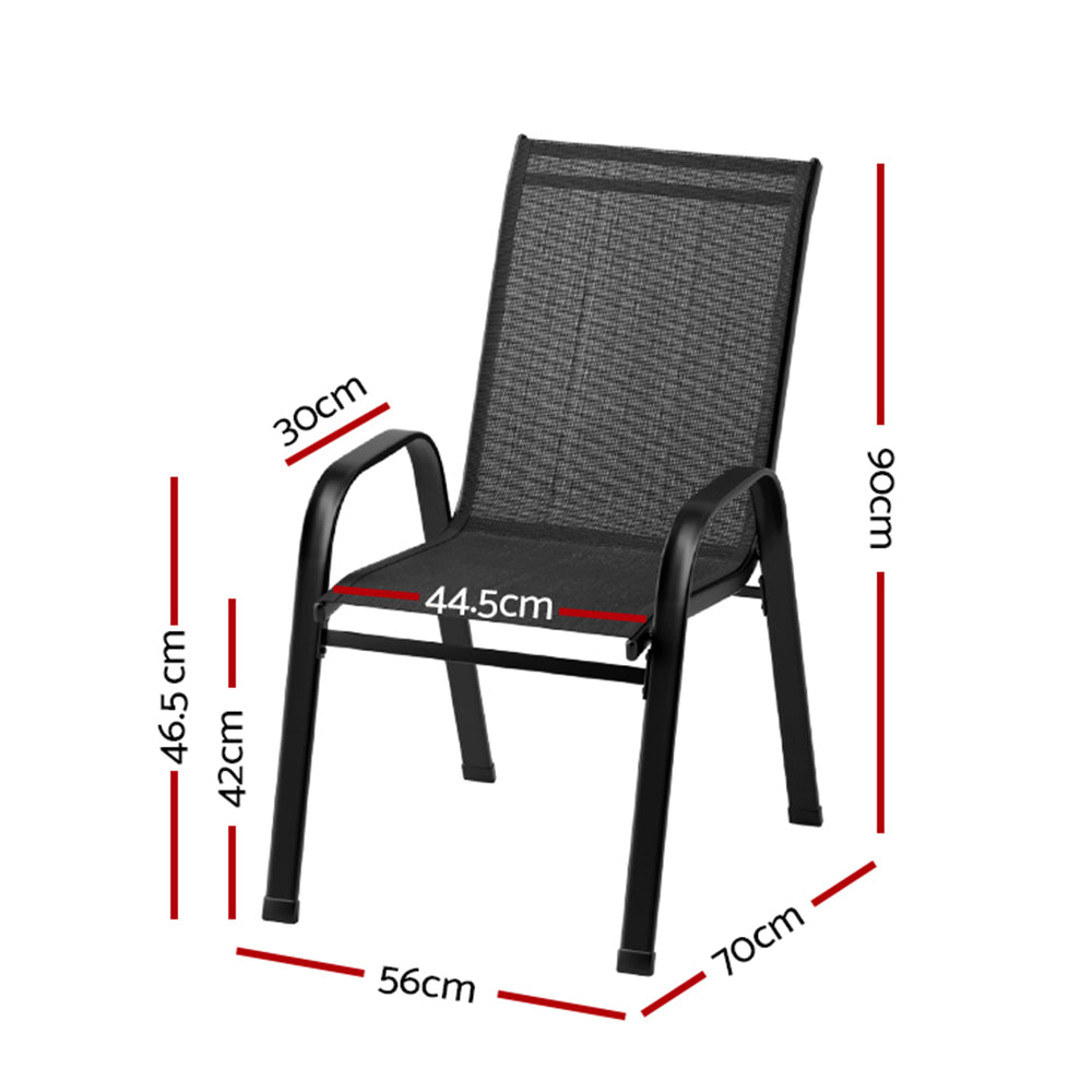 Outdoor Chairs: Gardeon 2PC Outdoor Dining Chairs Stackable Lounge Chair Patio Furniture Black