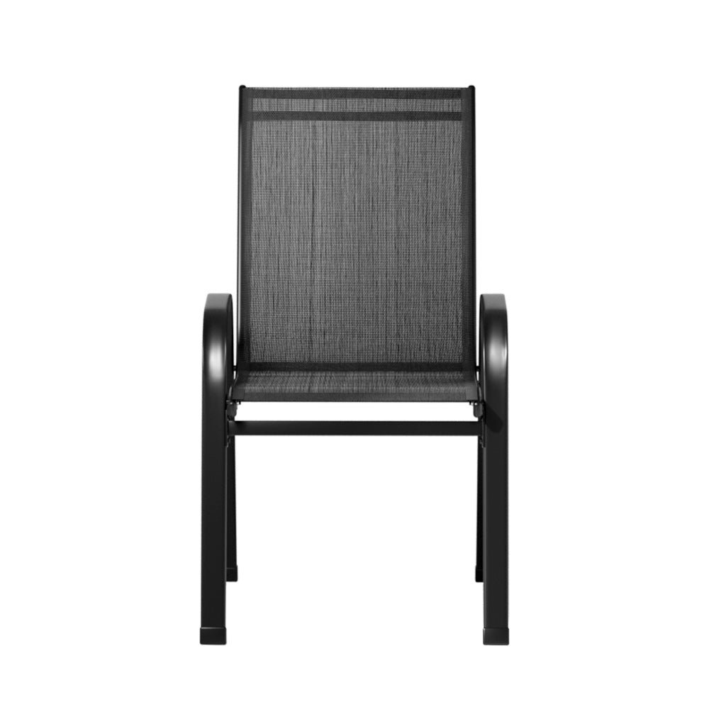 Outdoor Chairs: Gardeon 2PC Outdoor Dining Chairs Stackable Lounge Chair Patio Furniture Black
