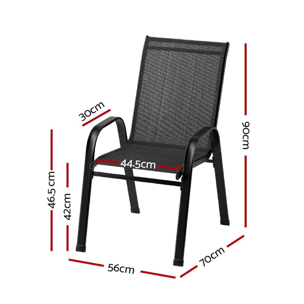 Outdoor Chairs: Gardeon 4PC Outdoor Dining Chairs Stackable Lounge Chair Patio Furniture Black