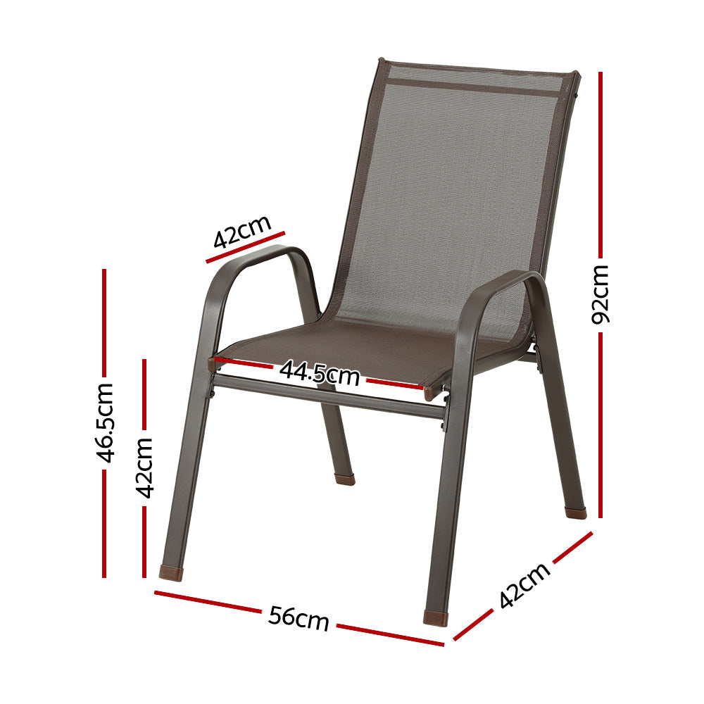 Outdoor Chairs: Gardeon 6PC Outdoor Dining Chairs Stackable Lounge Chair Patio Furniture Brown