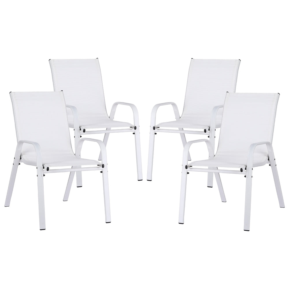 Outdoor Chairs: Gardeon 4PC Outdoor Dining Chairs Stackable Lounge Chair Patio Furniture White