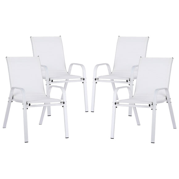 Gardeon 4PC Outdoor Dining Chairs Stackable Lounge Chair Patio Furniture White