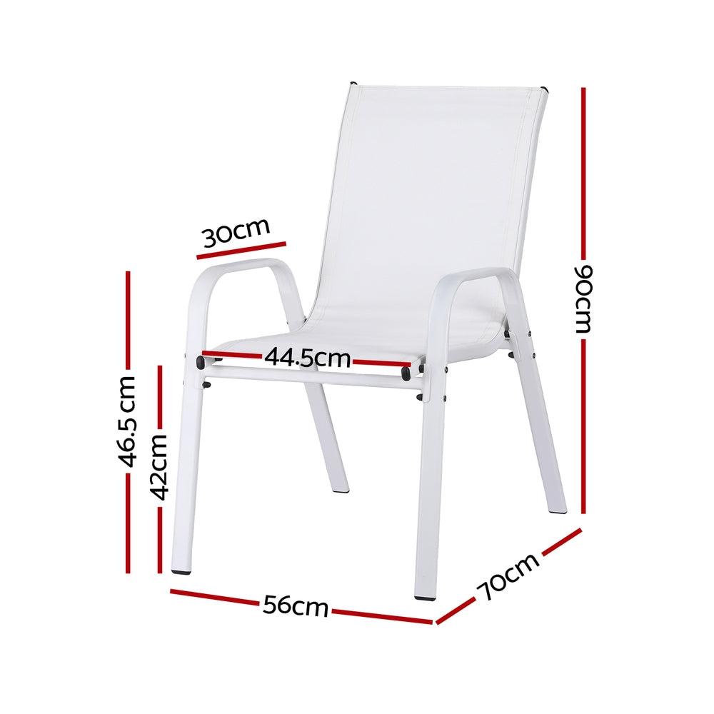 Outdoor Chairs: Gardeon 4PC Outdoor Dining Chairs Stackable Lounge Chair Patio Furniture White