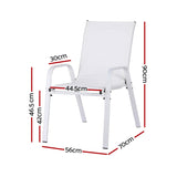 Gardeon 4PC Outdoor Dining Chairs Stackable Lounge Chair Patio Furniture White