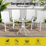 Gardeon 4PC Outdoor Dining Chairs Stackable Lounge Chair Patio Furniture White