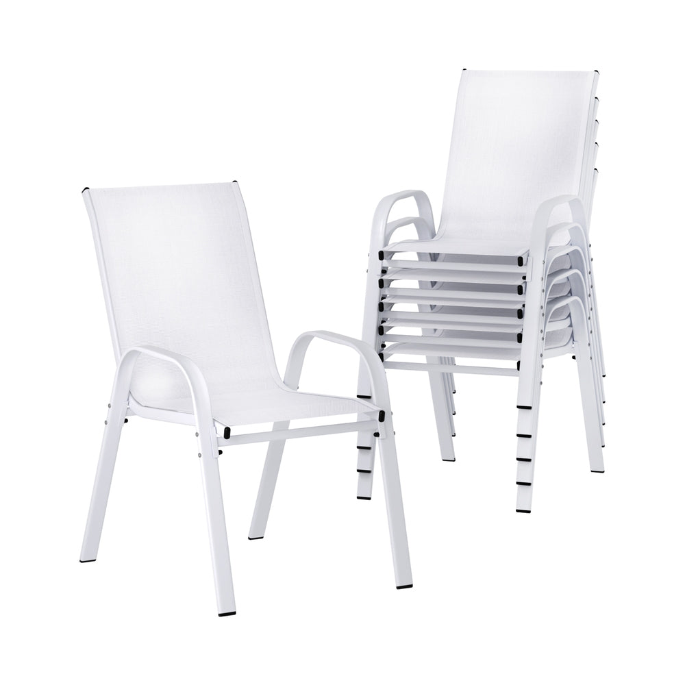 Outdoor Chairs: Gardeon 6PC Outdoor Dining Chairs Stackable Lounge Chair Patio Furniture White