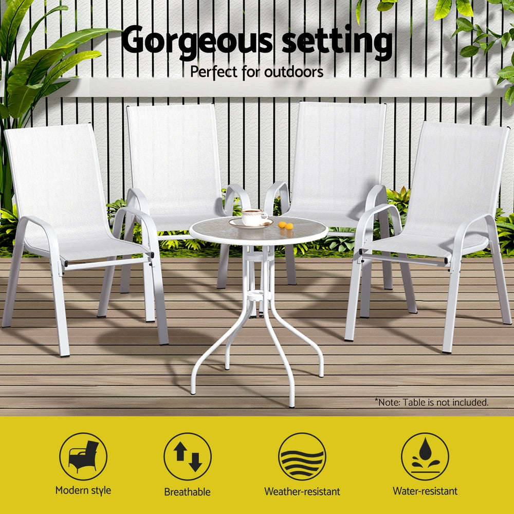 Outdoor Chairs: Gardeon 6PC Outdoor Dining Chairs Stackable Lounge Chair Patio Furniture White