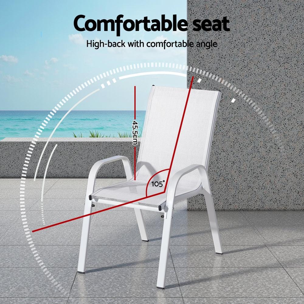 Outdoor Chairs: Gardeon 6PC Outdoor Dining Chairs Stackable Lounge Chair Patio Furniture White