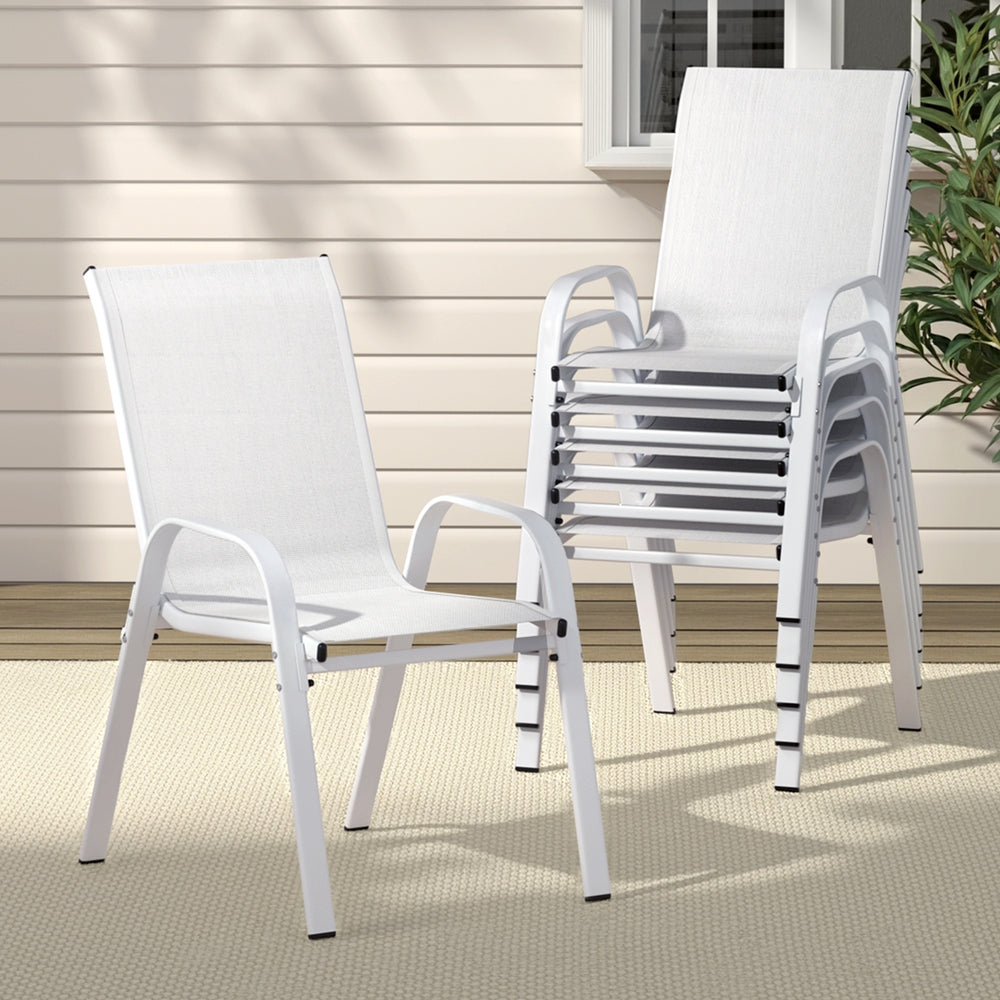 Outdoor Chairs: Gardeon 6PC Outdoor Dining Chairs Stackable Lounge Chair Patio Furniture White