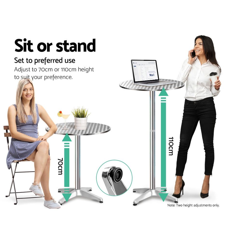 Outdoor Sofas & Lounge Sets: Gardeon Outdoor Bar Table Adjustable Aluminium Round 70/110cm