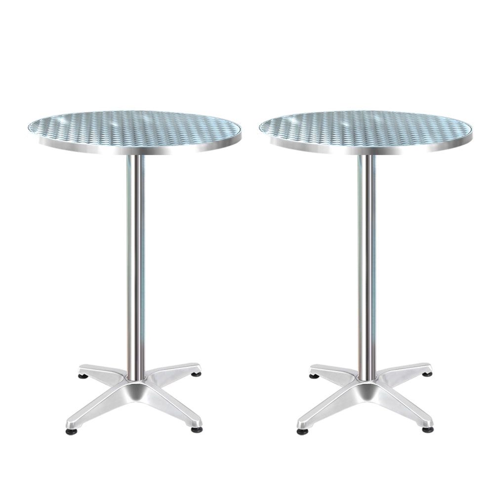 Outdoor Tables: Gardeon Set of 2 Outdoor Bar Table Aluminium Round 70/110CM