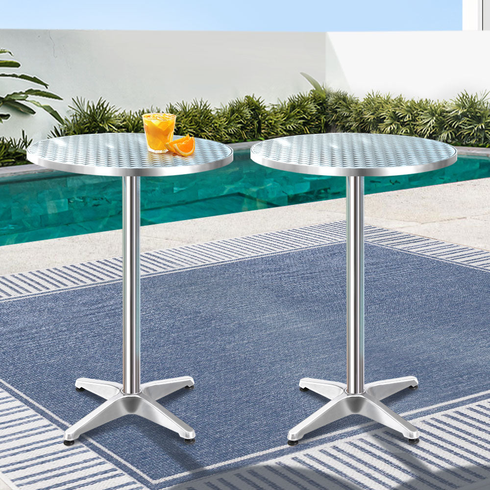 Outdoor Tables: Gardeon Set of 2 Outdoor Bar Table Aluminium Round 70/110CM