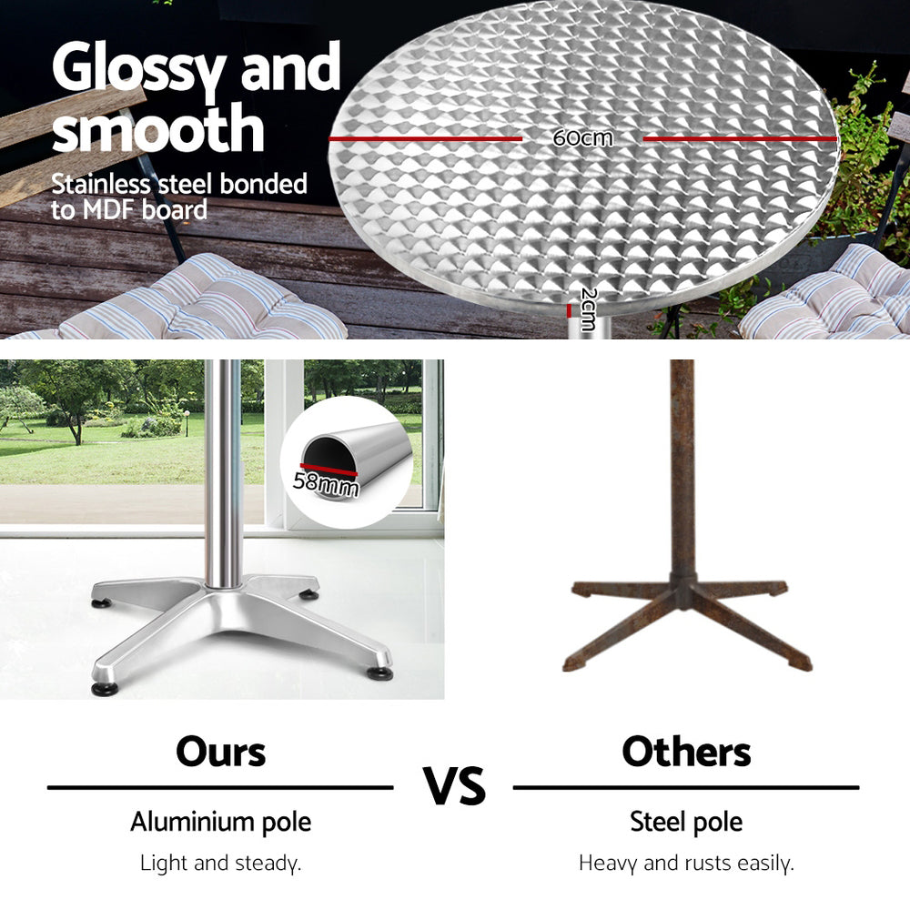 Outdoor Sofas & Lounge Sets: Gardeon Set of 4 Outdoor Bar Table Aluminium Round 70/110CM
