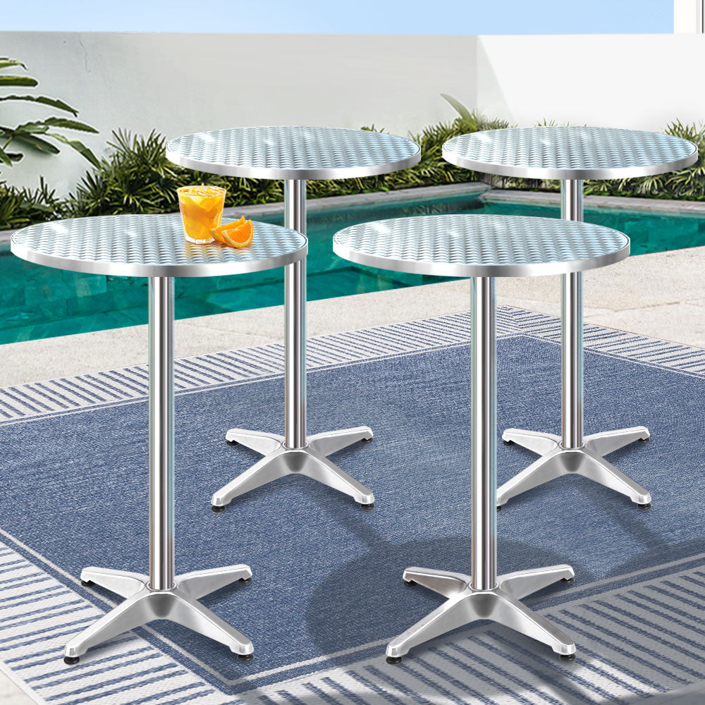 Outdoor Sofas & Lounge Sets: Gardeon Set of 4 Outdoor Bar Table Aluminium Round 70/110CM