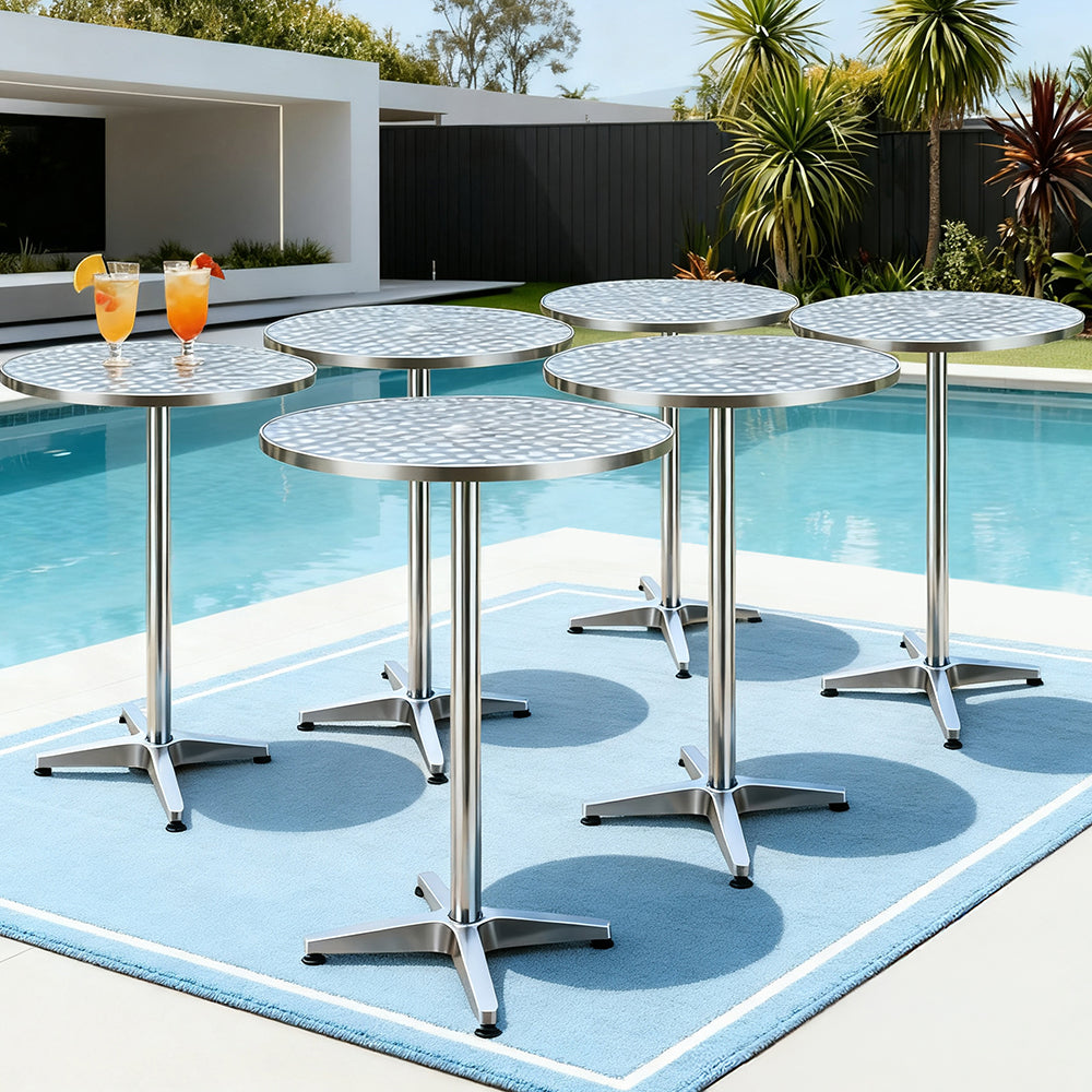Outdoor Sofas & Lounge Sets: Gardeon Set of 6 Outdoor Bar Table Aluminium Round 70/110CM