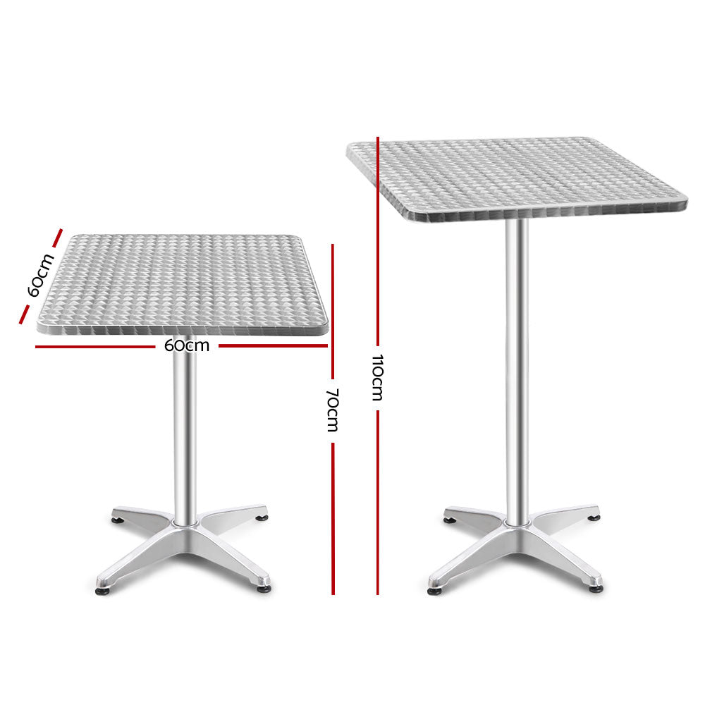Outdoor Sofas & Lounge Sets: Gardeon Outdoor Bar Table Adjustable Aluminium Square 70/110cm