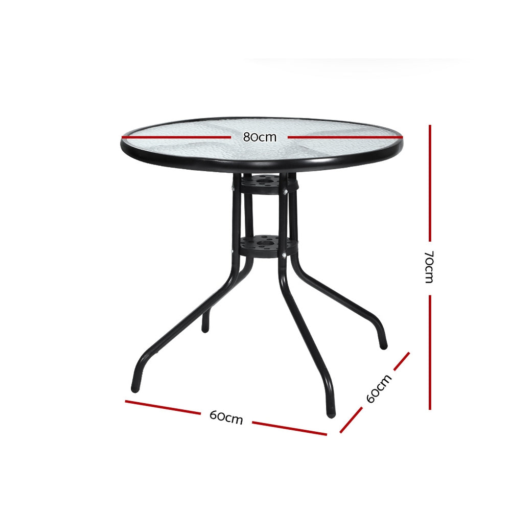 Outdoor Tables: Gardeon Outdoor Bar Table Glass Cafe Table Steel Side Parasol Hole