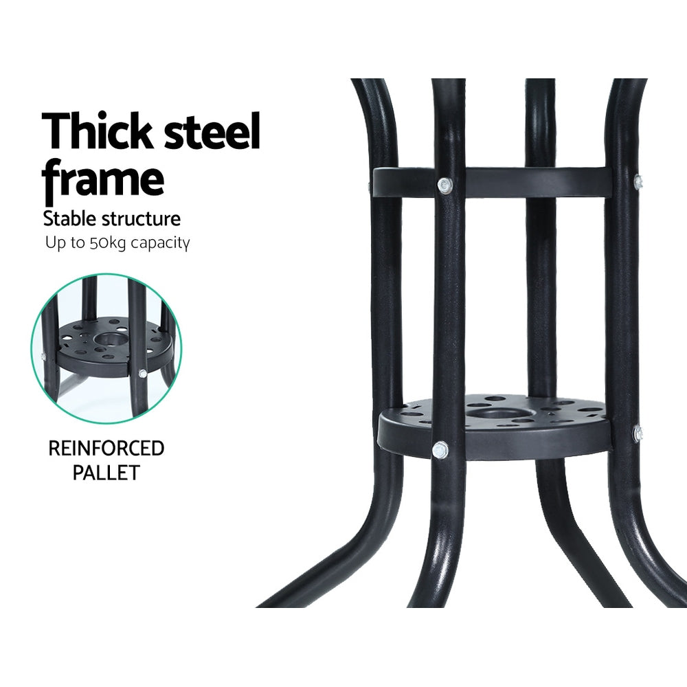 Outdoor Tables: Gardeon Outdoor Bar Table Glass Cafe Table Steel Side Parasol Hole